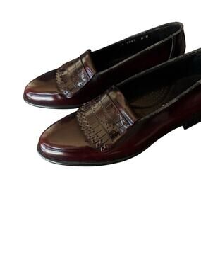 Johnston & Murphy Mens Loafers 8.5 Burgundy Leather Kiltie Dress Shoes Italy